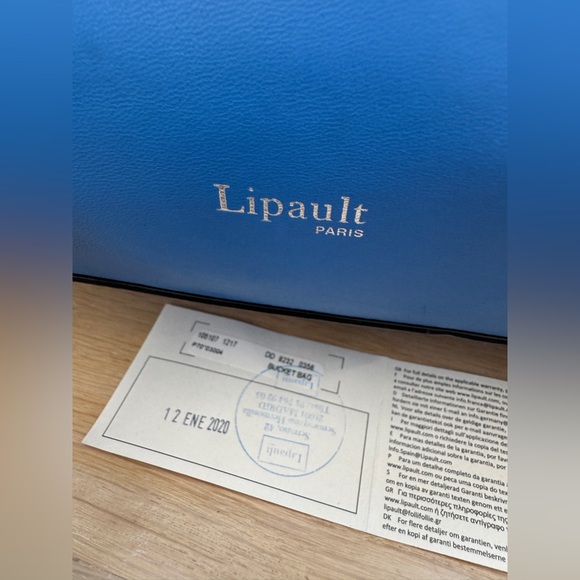 Lipault By The Seine Large Leather Bucket Bag Cobalt Blue Purse Crossbody Tote - Picture 3 of 16